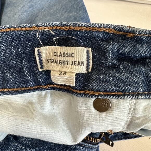 Madewell Jeans Women Size 26 Classic Straight High Rise Raw Hem Crop Medium Wash - Picture 10 of 14
